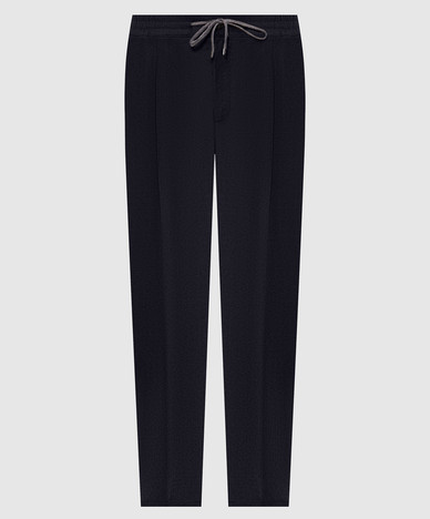 Blue wool and cashmere pants