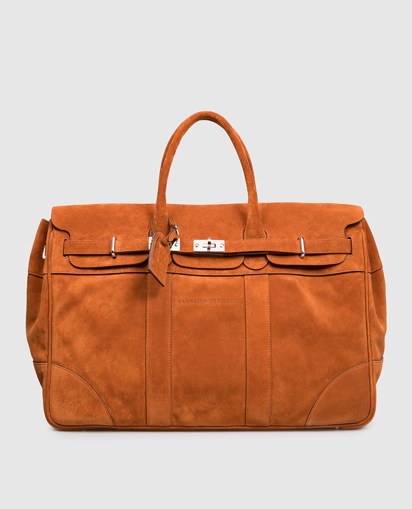 

Brown suede travel bag with logo Brunello Cucinelli