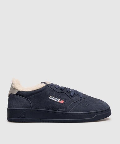 MEDALIST blue suede sneakers with fur