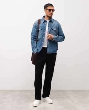 Givenchy Blue denim shirt with logo BM616V5YD3