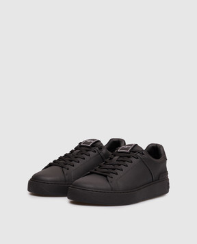 Balmain B-Court black leather sneakers with textured logo HM1VI288LVTR