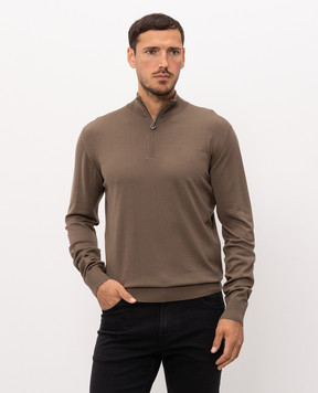 Stefano Ricci Brown wool jumper with zipper K303025L01F26345