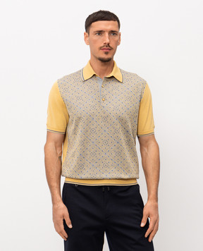 Stefano Ricci Yellow polo shirt with patterned silk K616461P13F26223
