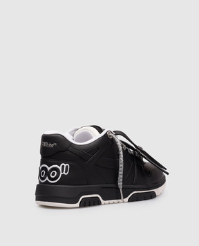 Off-White Out Of Office black leather sneakers with logo OWIA259F25LEA006