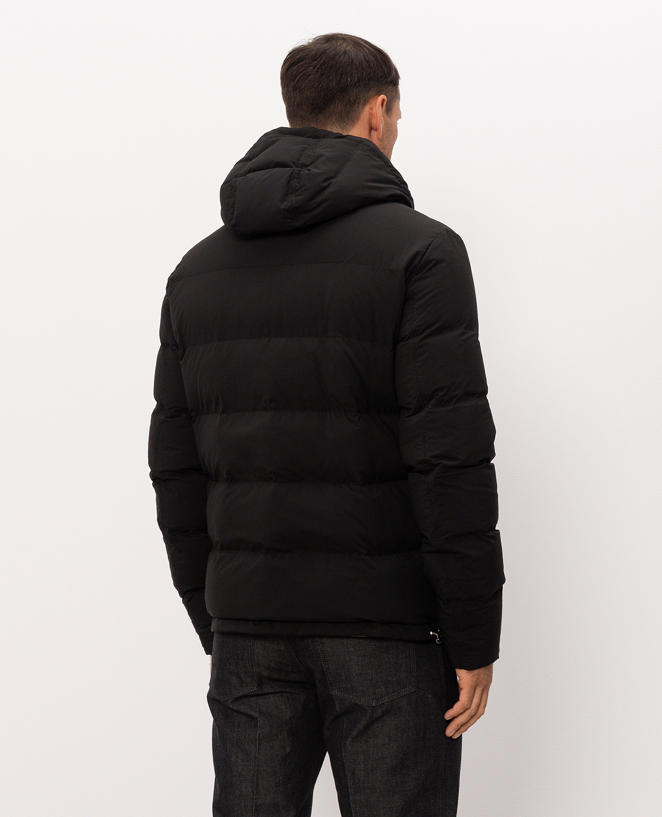 Black down jacket with logo patch Stefano Ricci 4