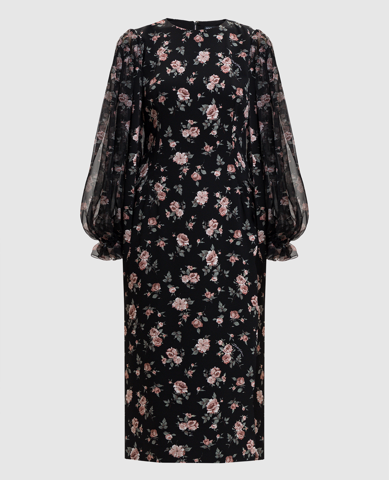 

Black dress with floral print silk Dolce&Gabbana