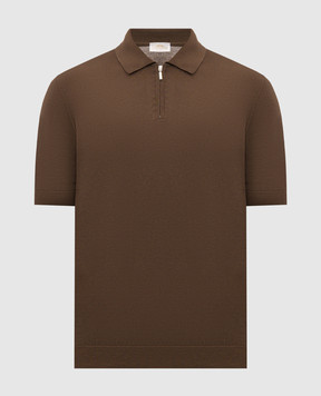 Castangia dal 1850 Brown silk polo shirt DBPZ1S26