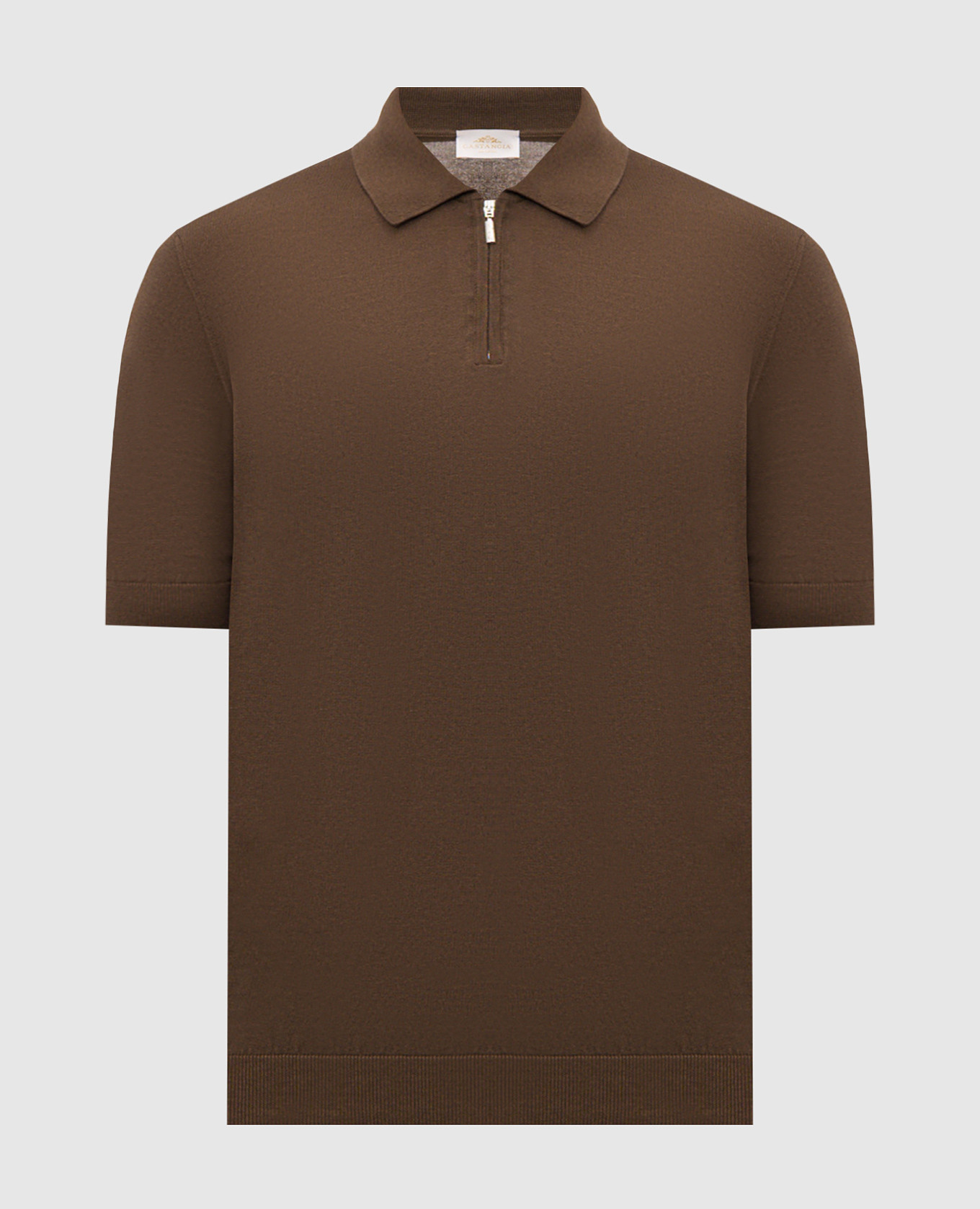 Brown silk polo shirt