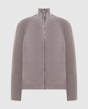 Allude Beige wool and cashmere zip cardigan 26517032
