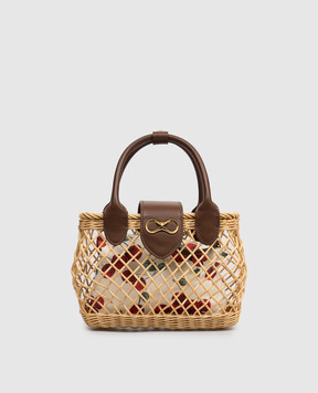 Twinset Beige woven vine bag 261TD8252