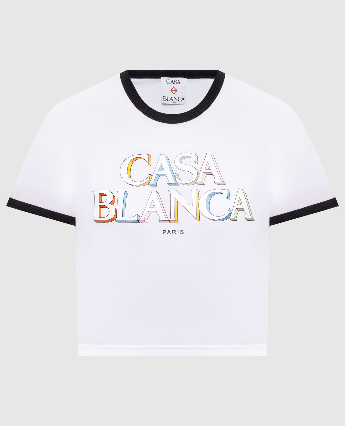 White cropped T-shirt with logo print Casablanca