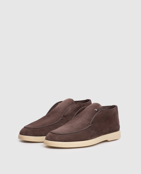 Stefano Ricci Brown suede deserts with textured emblem UC62G4181SDP