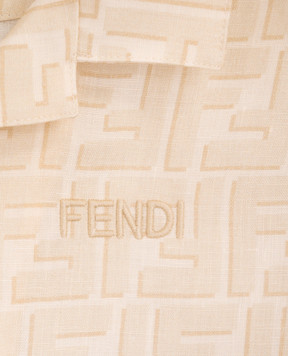 Fendi Children's beige linen shirt with logo embroidery BUC013AY8C