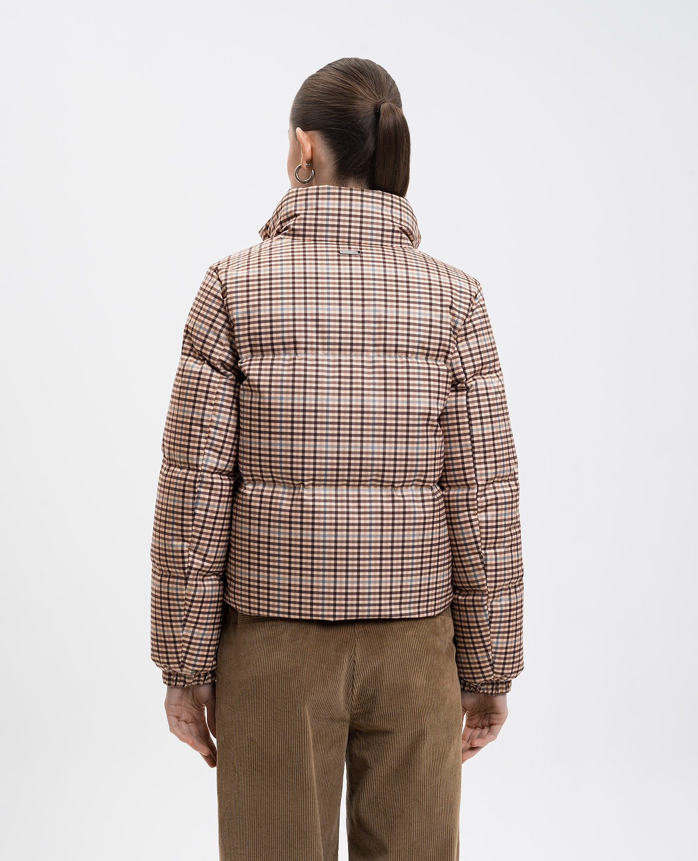 

Beige checked down jacket Woolrich