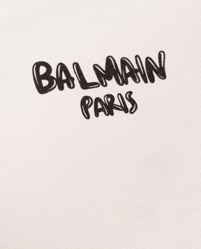 Balmain Children's gray T-shirt with logo print BZ8H31Z36721214