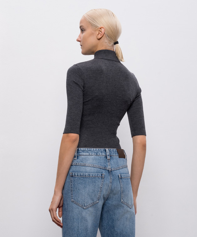 Brunello Cucinelli - Grey ribbed wool top MD998VB714 - shop with
