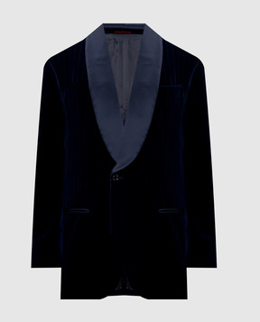 Brunello Cucinelli Blue velvet striped tuxedo jacket MV463GS26