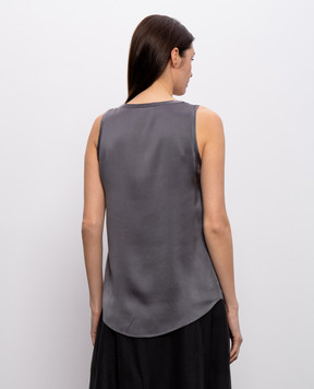Brunello Cucinelli Gray silk top MPC59E0600