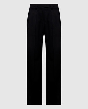Brunello Cucinelli Black wool pants with monil chain MD001P9350