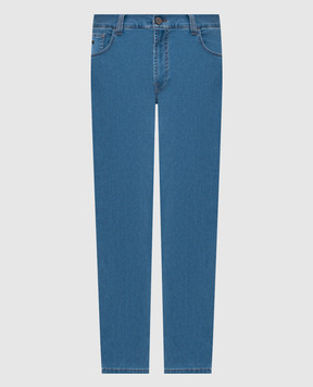 Stefano Ricci Blue jeans with monogram logo and emblem MFT61B3110TR141L