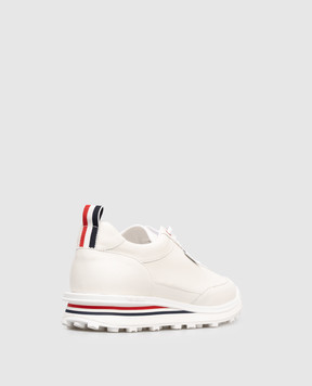 Thom Browne White Varsity Leather Sneakers MFE018BL0064