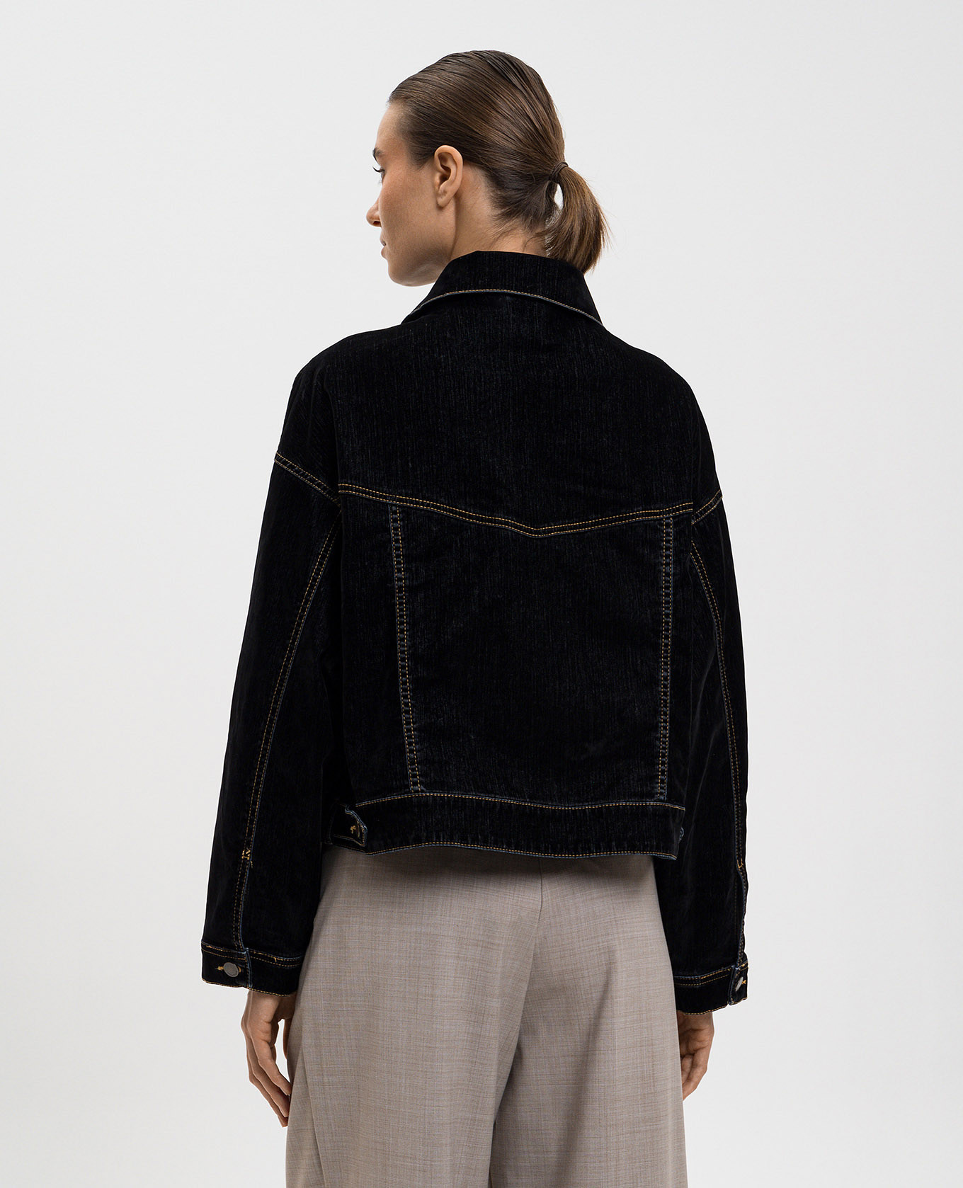 Black flocked denim jacket Momoni 4
