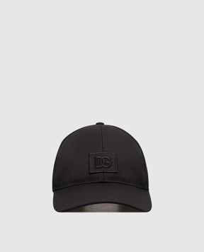 Dolce&Gabbana Black cap with monogram logo patch GH590ZGK065