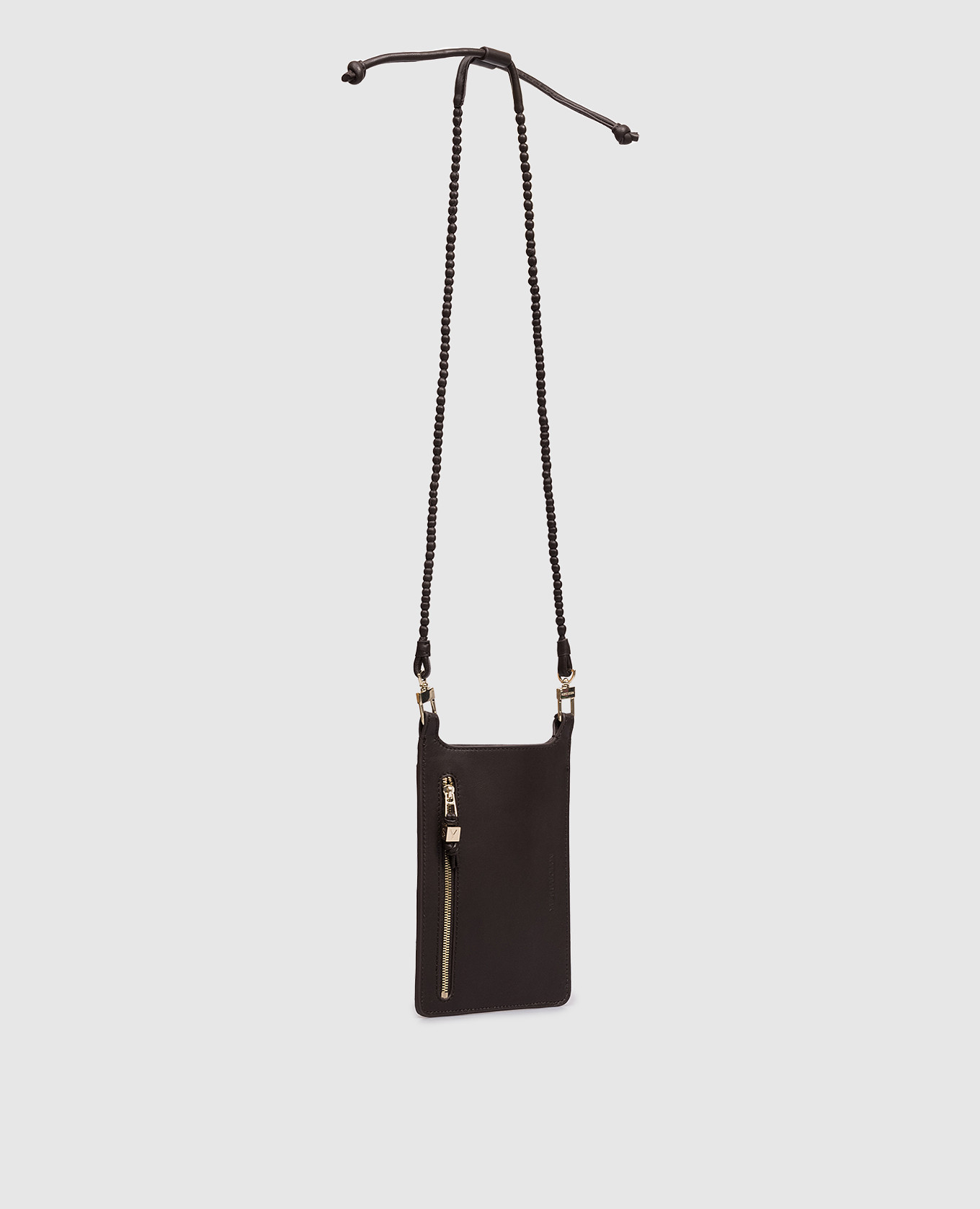 Brown leather phone case Yves Salomon 3