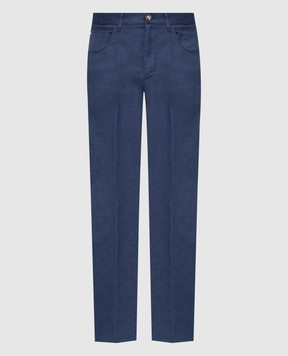 Stefano Ricci Blue linen and silk pants M8T62B0190TXFIL
