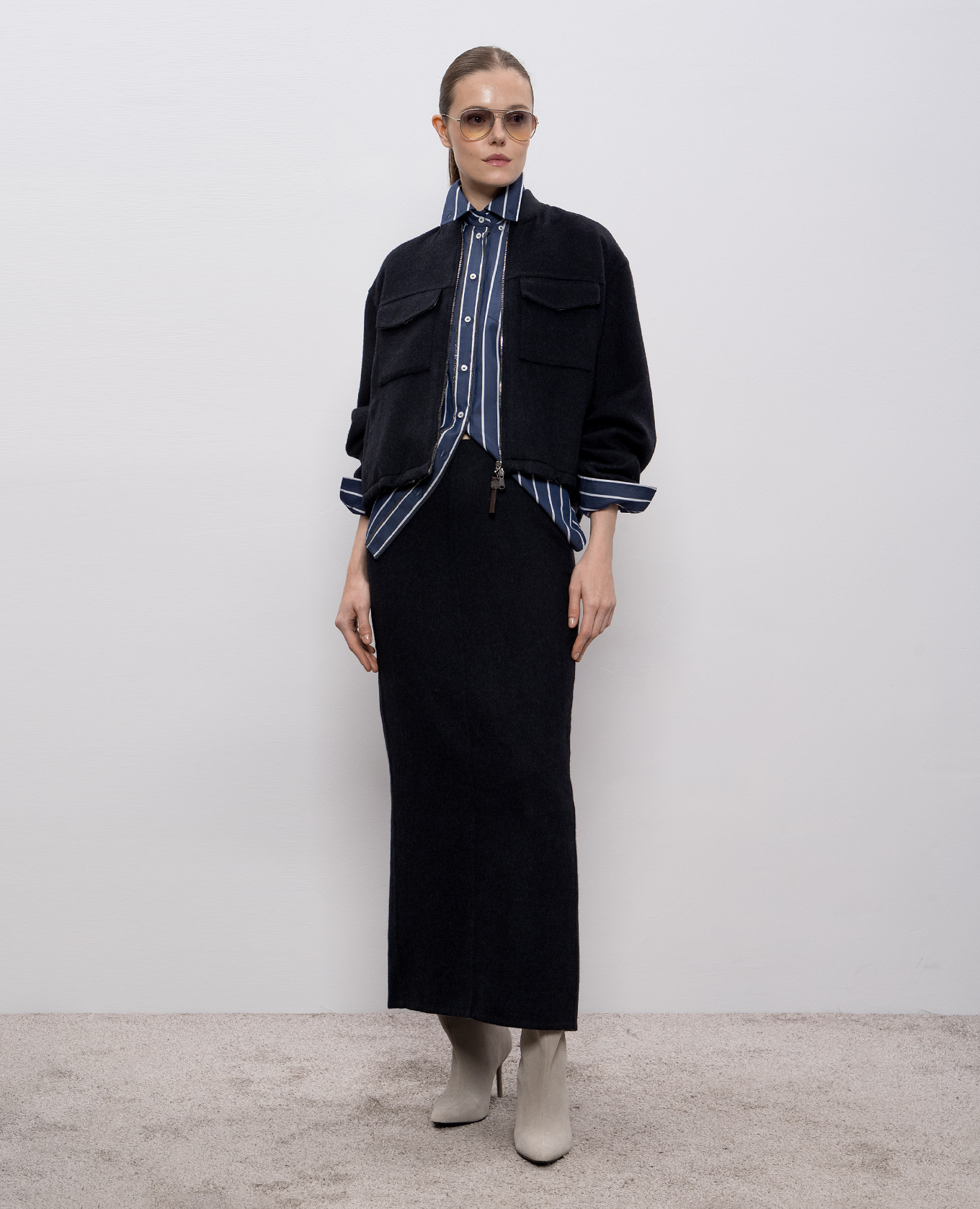 

Gray wool midi skirt Brunello Cucinelli, Grey