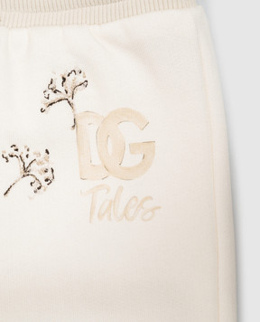 Dolce&Gabbana Children's ivory joggers with print L1JPIGG7P8J