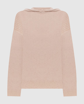 Peserico Beige openwork hoodie with sequins A99242F0509335