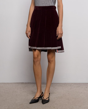 Thom Browne Burgundy velvet pleated skirt FGCA37NF0957