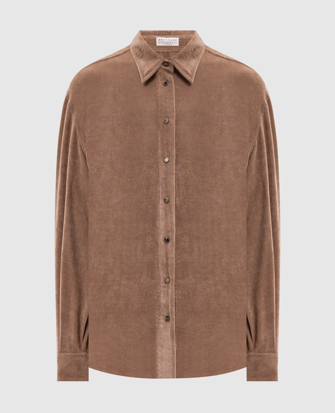 Chemise en velours côtelé marron avec chaîne Monil