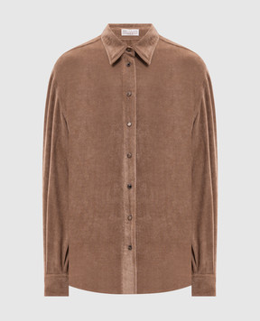 Brunello Cucinelli Brown corduroy shirt with monil chain MP547M1P06