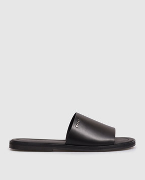 Bally Black leather flip-flops with metal logo MSS05IVT980