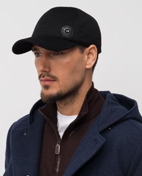 Stefano Ricci Black cashmere cap with logo MCV530016EC0001T