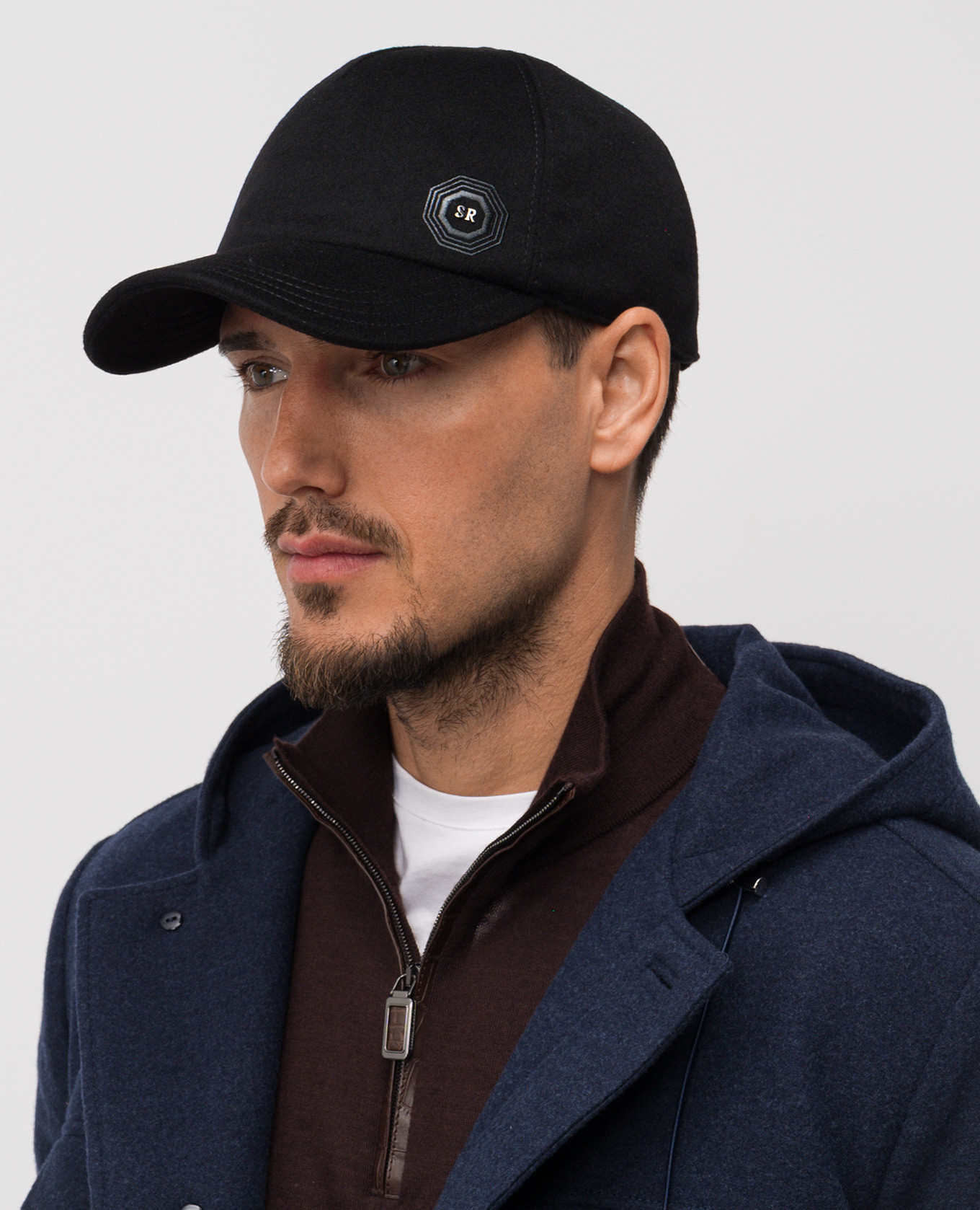 Black cashmere cap with logo Stefano Ricci 2
