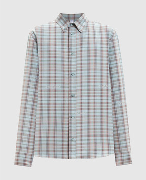 Off-White Blue patterned shirt with embroidered logo 44XGE04MS26F001