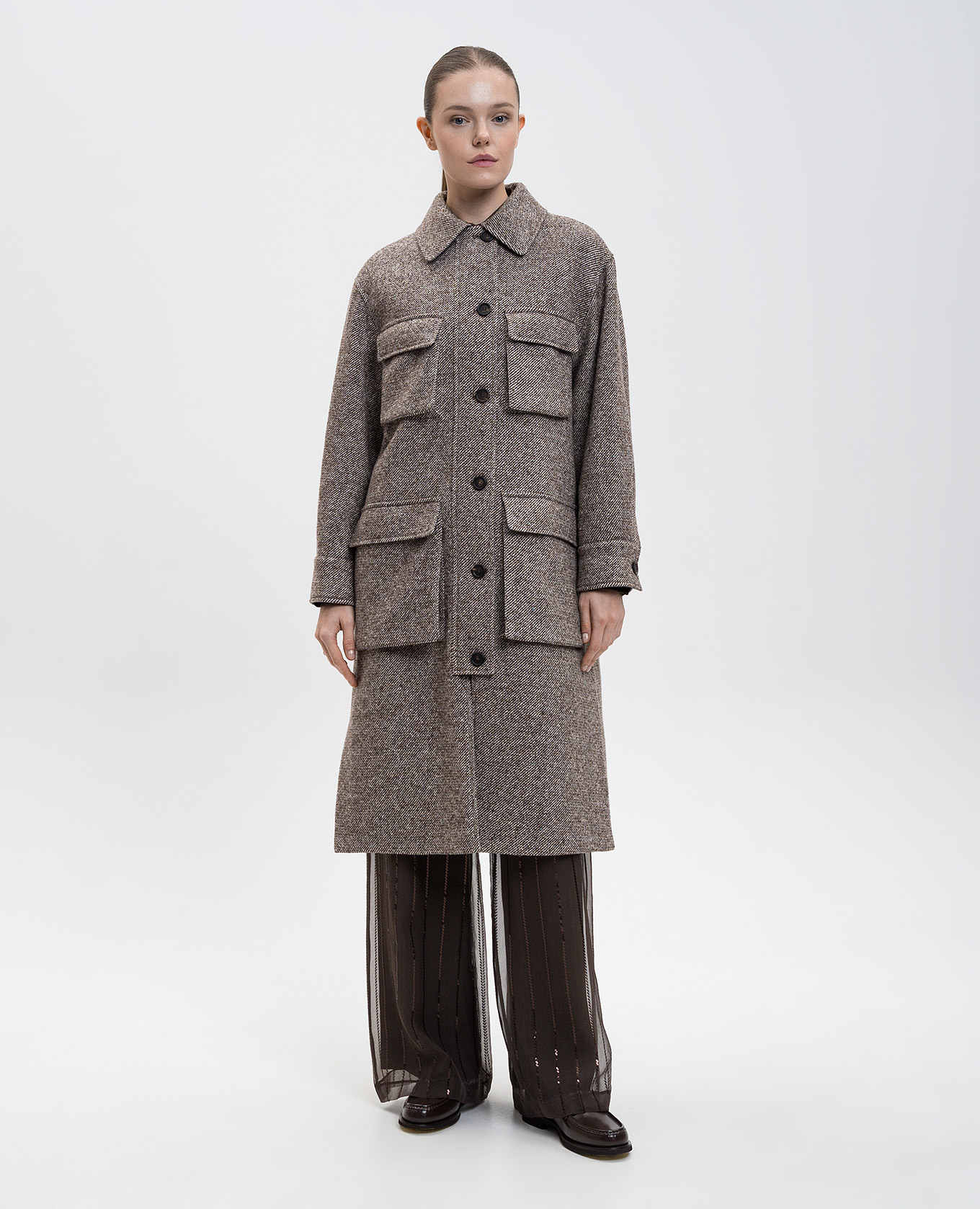 

Brown wool and silk coat Brunello Cucinelli
