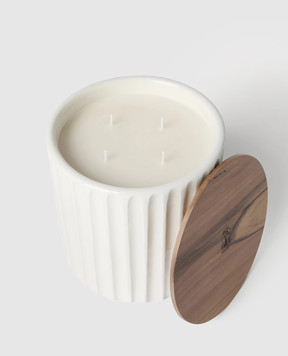 Brunello Cucinelli White scented candle in a ceramic candle holder MLCANDRV3
