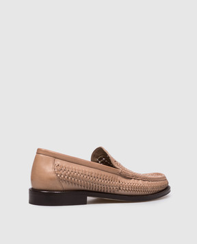 Brunello Cucinelli Beige leather loafers with weaving MPUHJUF659
