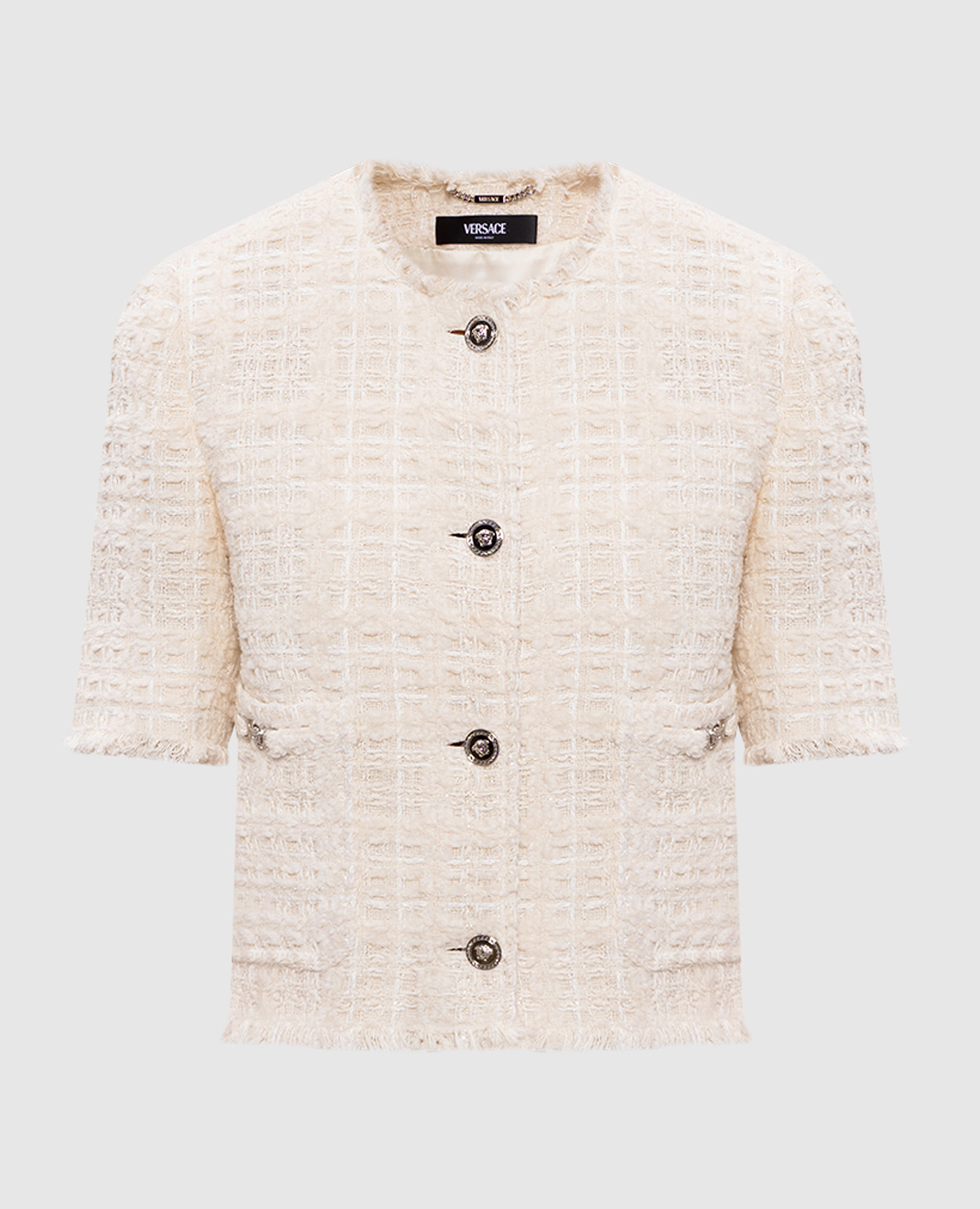 

Beige tweed check jacket Versace