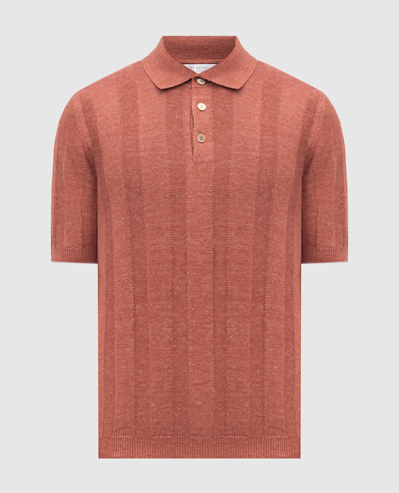 

Brown polo with linen Brunello Cucinelli