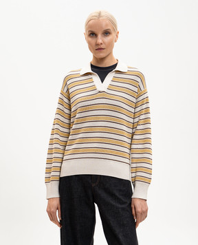 Brunello Cucinelli Ivory striped pullover with lurex MAZ263805P