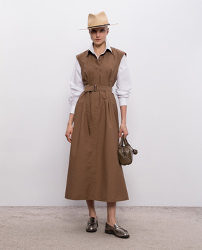 Brunello Cucinelli Brown dress with monil chain ML140A5286