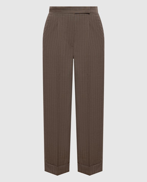 Max Mara MXMMANETTA brown striped wool high-rise pants MXMMANETTA
