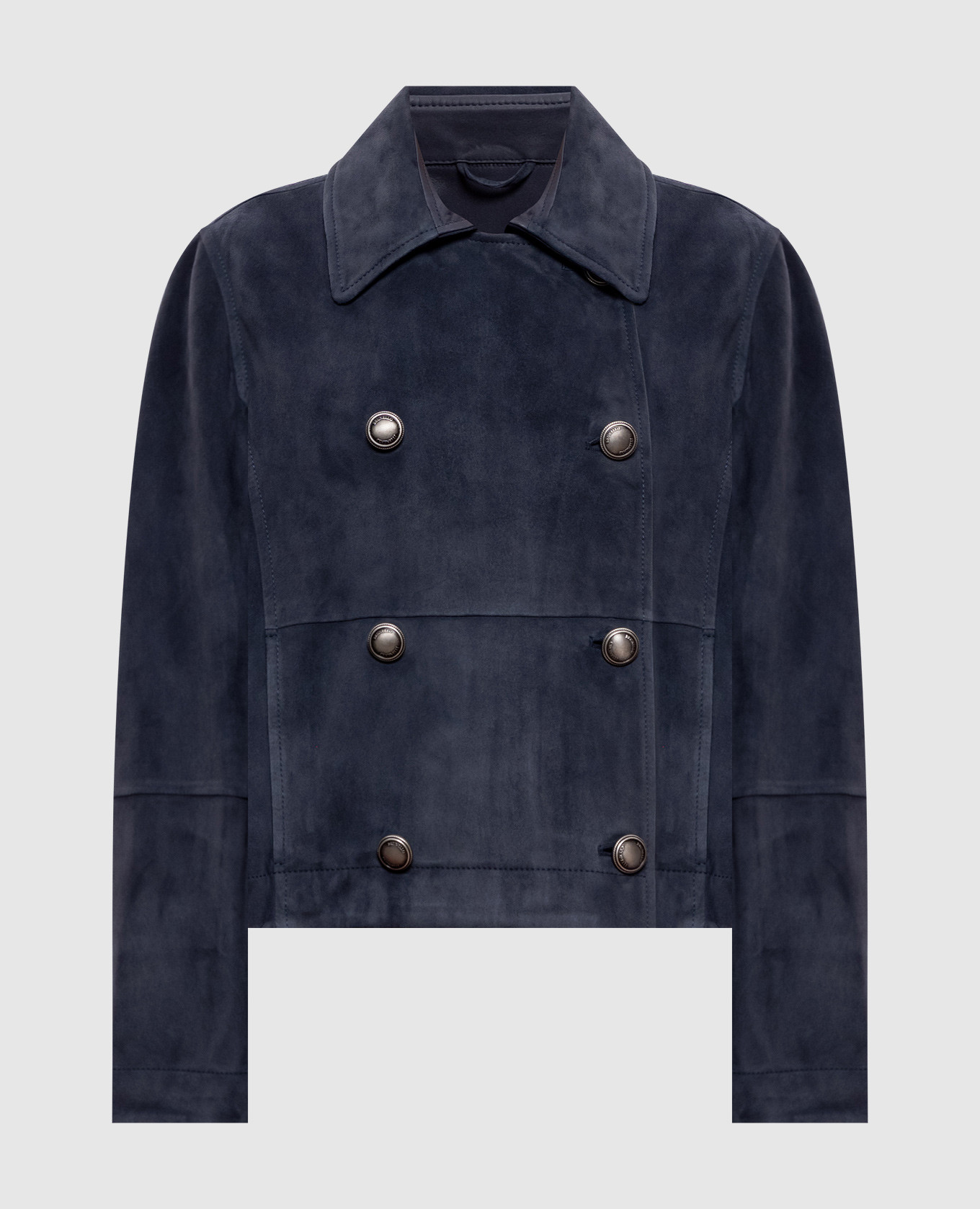 

Blue suede double-breasted jacket Brunello Cucinelli