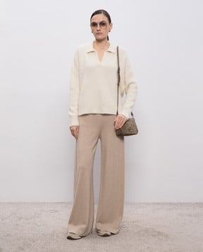 Demiur White alpaca wool sweater with polo collar ALP102