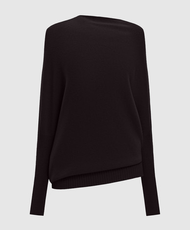 Brown asymmetric cashmere sweater